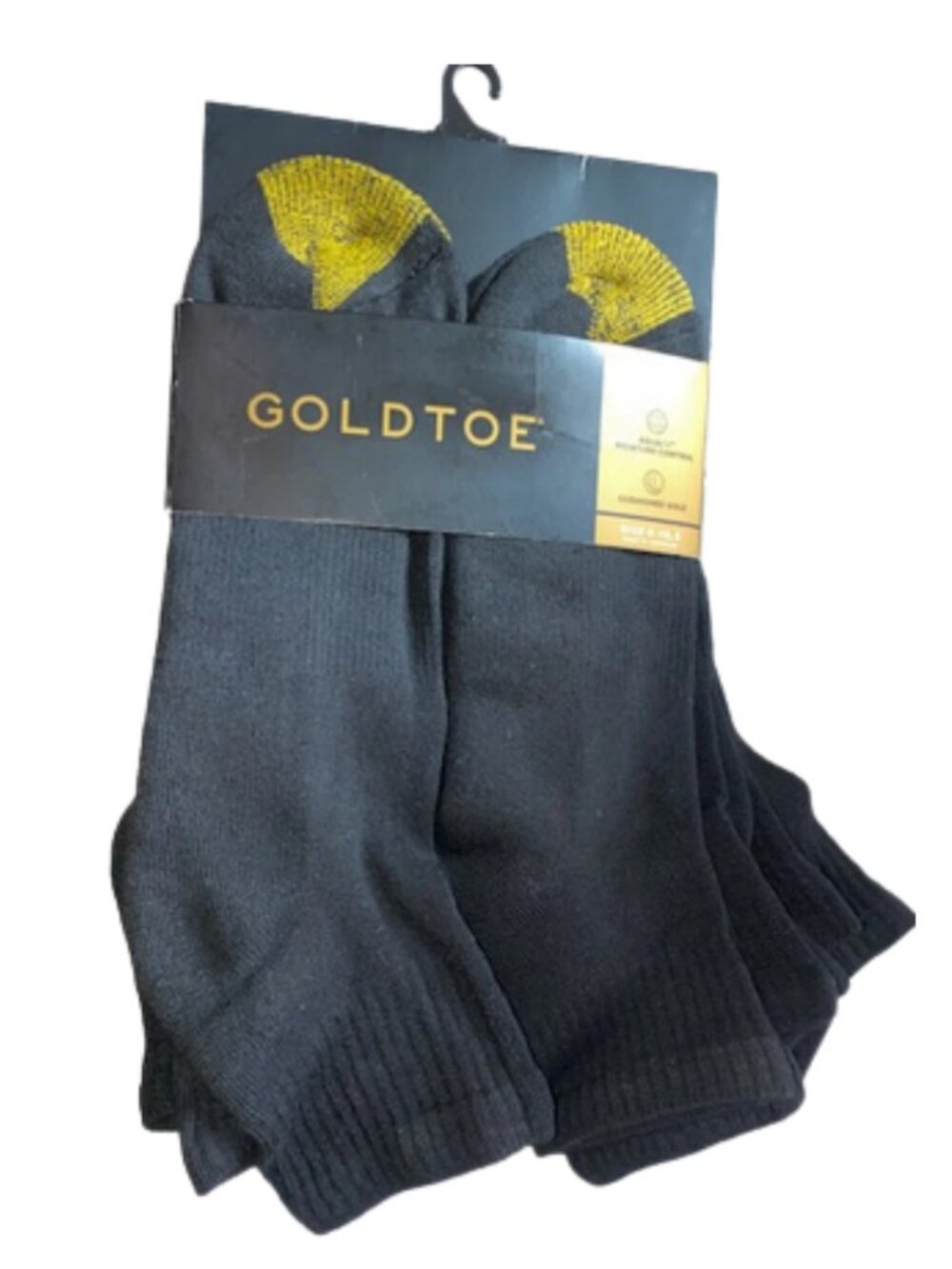 Gold Toe 6 Pair Men's Black Quarter Socks, Moisture AquaFX Moisture Control